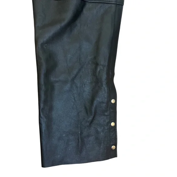 FMC Black 100% Leather Riding Cowboy/Cowgirl Motorcycle Chaps Sz 2X